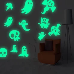 Night Glow Ghost Halloween Glowing Wall Sticker Living Room Bedroom Children's Room Wall Self adhesive Holiday Decoration Creative Sticker