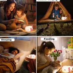 Night Light, Cute lamp Gifts for Kids,Dimmable Silicone Animal Nursery Night Light, Kawaii Rechargeable Bedside Touch Lamp,Room Decor Light