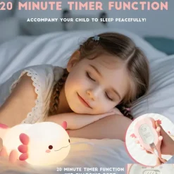 Night Light, Cute lamp Gifts for Kids,Dimmable Silicone Animal Nursery Night Light, Kawaii Rechargeable Bedside Touch Lamp,Room Decor Light