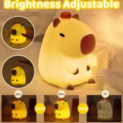 Night Light, Cute lamp Gifts for Kids,Dimmable Silicone Animal Nursery Night Light, Kawaii Rechargeable Bedside Touch Lamp,Room Decor Light