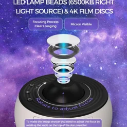 Night Light Galaxy Projector Starry Sky Projector Rotate Planetarium Lamp For Kids Bedroom Valentines Day Gift Wedding Deco
