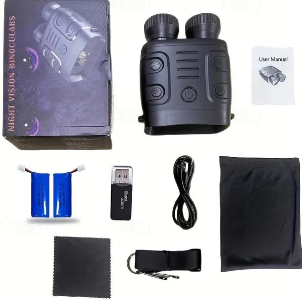 Night Vision Goggles With 5X Digital Zoom Camera NV Binoculars Telescope With Long Infrared Viewing Distance At Night For Hunting And Camping (Built-in Rechargeable Battery)