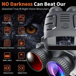 Night Vision Goggles With 5X Digital Zoom Camera NV Binoculars Telescope With Long Infrared Viewing Distance At Night For Hunting And Camping (Built-in Rechargeable Battery)