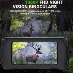 Night Vision Goggles With 5X Digital Zoom Camera NV Binoculars Telescope With Long Infrared Viewing Distance At Night For Hunting And Camping (Built-in Rechargeable Battery)
