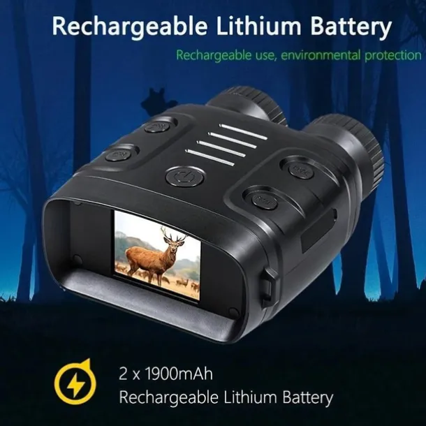 Night Vision Goggles With 5X Digital Zoom Camera NV Binoculars Telescope With Long Infrared Viewing Distance At Night For Hunting And Camping (Built-in Rechargeable Battery)