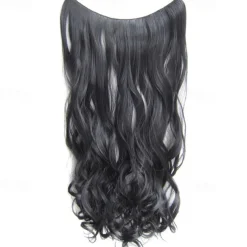 No Clip No Glue Invisible Halo Hair Extension 24inch Long Wavy Hair Synthetic Heat Resistant String Hairpiece