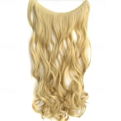No Clip No Glue Invisible Halo Hair Extension 24inch Long Wavy Hair Synthetic Heat Resistant String Hairpiece