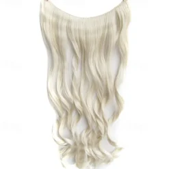 No Clip No Glue Invisible Halo Hair Extension 24inch Long Wavy Hair Synthetic Heat Resistant String Hairpiece