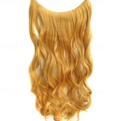 No Clip No Glue Invisible Halo Hair Extension 24inch Long Wavy Hair Synthetic Heat Resistant String Hairpiece