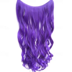 No Clip No Glue Invisible Halo Hair Extension 24inch Long Wavy Hair Synthetic Heat Resistant String Hairpiece