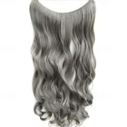 No Clip No Glue Invisible Halo Hair Extension 24inch Long Wavy Hair Synthetic Heat Resistant String Hairpiece