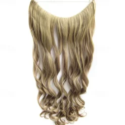 No Clip No Glue Invisible Halo Hair Extension 24inch Long Wavy Hair Synthetic Heat Resistant String Hairpiece