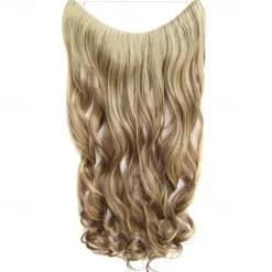No Clip No Glue Invisible Halo Hair Extension 24inch Long Wavy Hair Synthetic Heat Resistant String Hairpiece