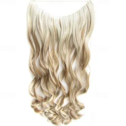 No Clip No Glue Invisible Halo Hair Extension 24inch Long Wavy Hair Synthetic Heat Resistant String Hairpiece