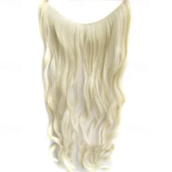 No Clip No Glue Invisible Halo Hair Extension 24inch Long Wavy Hair Synthetic Heat Resistant String Hairpiece
