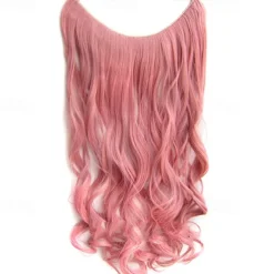 No Clip No Glue Invisible Halo Hair Extension 24inch Long Wavy Hair Synthetic Heat Resistant String Hairpiece