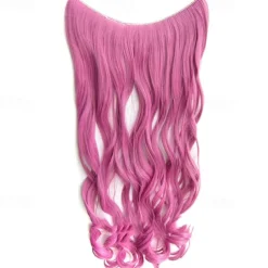 No Clip No Glue Invisible Halo Hair Extension 24inch Long Wavy Hair Synthetic Heat Resistant String Hairpiece