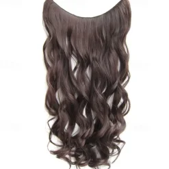 No Clip No Glue Invisible Halo Hair Extension 24inch Long Wavy Hair Synthetic Heat Resistant String Hairpiece
