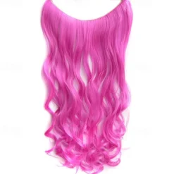 No Clip No Glue Invisible Halo Hair Extension 24inch Long Wavy Hair Synthetic Heat Resistant String Hairpiece