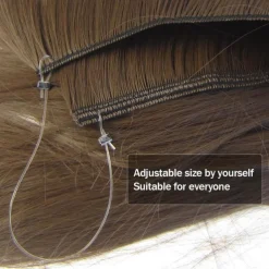 No Clip No Glue Invisible Halo Hair Extension 24inch Long Wavy Hair Synthetic Heat Resistant String Hairpiece
