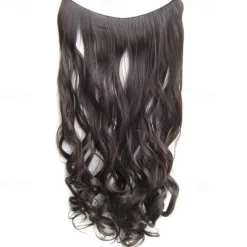 No Clip No Glue Invisible Halo Hair Extension 24inch Long Wavy Hair Synthetic Heat Resistant String Hairpiece