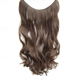 No Clip No Glue Invisible Halo Hair Extension 24inch Long Wavy Hair Synthetic Heat Resistant String Hairpiece