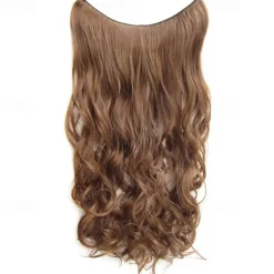 No Clip No Glue Invisible Halo Hair Extension 24inch Long Wavy Hair Synthetic Heat Resistant String Hairpiece