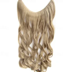 No Clip No Glue Invisible Halo Hair Extension 24inch Long Wavy Hair Synthetic Heat Resistant String Hairpiece