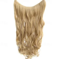 No Clip No Glue Invisible Halo Hair Extension 24inch Long Wavy Hair Synthetic Heat Resistant String Hairpiece