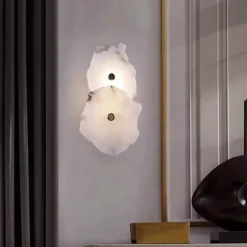 Nordic Art Bar Living Room Staircase Copper Wall Lamp Postmodern Designer Hotel Lobby Decorative Rectangular Marble Wall Lights 110-240V