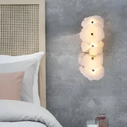 Nordic Art Bar Living Room Staircase Copper Wall Lamp Postmodern Designer Hotel Lobby Decorative Rectangular Marble Wall Lights 110-240V