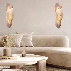 Nordic Art Bar Living Room Staircase Copper Wall Lamp Postmodern Designer Hotel Lobby Decorative Rectangular Marble Wall Lights 110-240V