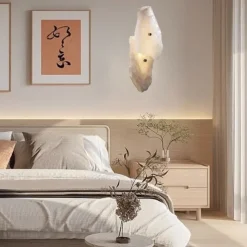 Nordic Art Bar Living Room Staircase Copper Wall Lamp Postmodern Designer Hotel Lobby Decorative Rectangular Marble Wall Lights 110-240V