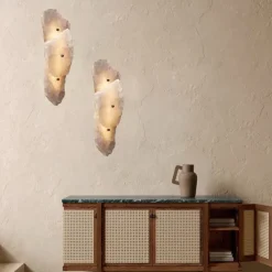 Nordic Art Bar Living Room Staircase Copper Wall Lamp Postmodern Designer Hotel Lobby Decorative Rectangular Marble Wall Lights 110-240V