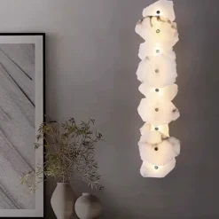 Nordic Art Bar Living Room Staircase Copper Wall Lamp Postmodern Designer Hotel Lobby Decorative Rectangular Marble Wall Lights 110-240V