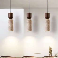 Nordic Modern Natural Stone Pendant Lamp E27 Light Source Single Head Ceiling Lamp Wooden Bedroom Bedside Hanging Line Lamp 24cm 85-265V