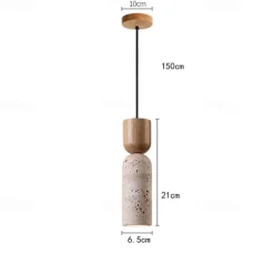 Nordic Modern Natural Stone Pendant Lamp E27 Light Source Single Head Ceiling Lamp Wooden Bedroom Bedside Hanging Line Lamp 24cm 85-265V