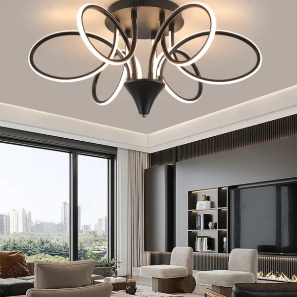 Nordic Style Ceiling Light Dimmable Lustre 6 Lights Chandelier Flower Design LED Ceiling Light Ceiling Lamp 220-240V