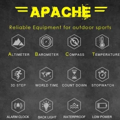 NORTH EDGE Apache Men Digital Watches Waterproof 50M Running Swimming Men Tactical Sport Watch Outdoor Sports Survival Military Watches for Men, Compass, Pedometer Calories