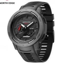 NORTH EDGE Mars 3 Men's Military Watch Digital Carbon Fiber Case For Man Waterproof 50M Sports Watches World Time LED Wristwatch