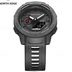 NORTH EDGE Mars 3 Men's Military Watch Digital Carbon Fiber Case For Man Waterproof 50M Sports Watches World Time LED Wristwatch