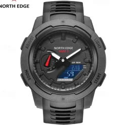 NORTH EDGE Mars 3 Men's Military Watch Digital Carbon Fiber Case For Man Waterproof 50M Sports Watches World Time LED Wristwatch
