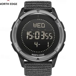 NORTH EDGE Men Digital Watch Outdoor Sports Compass Stopwatch Alarm Clock Date Nylon Strap Watch