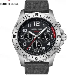 NORTH EDGE Men Quartz Watch Business Digital dial Luminous Waterproof Nylon Strap Watch