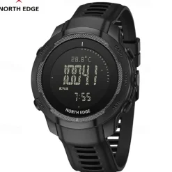 NORTH EDGE Men's Digital Watch Carbon Fiber Case For Man Sports Running Swimming WR50M Watch Altimeter Barometer Compass Thermometer Stopwatch Countdown Timer Pedometer Metronome