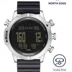 NORTH EDGE Men's Professional Diving Computer Watch Free/Scuba Diving 50M Dive Watches Altimeter Barometer Compass Digital Clock