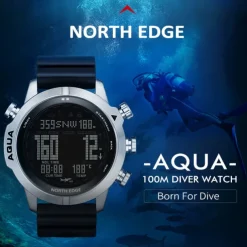 NORTH EDGE Men's Professional Diving Computer Watch Free/Scuba Diving 50M Dive Watches Altimeter Barometer Compass Digital Clock