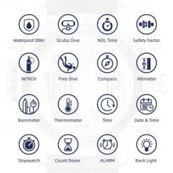 NORTH EDGE Men's Professional Diving Computer Watch Free/Scuba Diving 50M Dive Watches Altimeter Barometer Compass Digital Clock