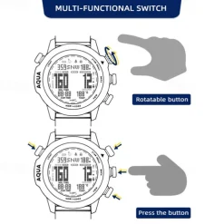 NORTH EDGE Men's Professional Diving Computer Watch Free/Scuba Diving 50M Dive Watches Altimeter Barometer Compass Digital Clock