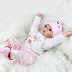NPKCOLLECTION 22 inch Reborn Doll Baby & Toddler Toy Baby Girl Reborn Baby Doll Newborn lifelike Lovely Parent-Child Interaction Hand Applied Eyelashes with Clothes and Accessories for Girls